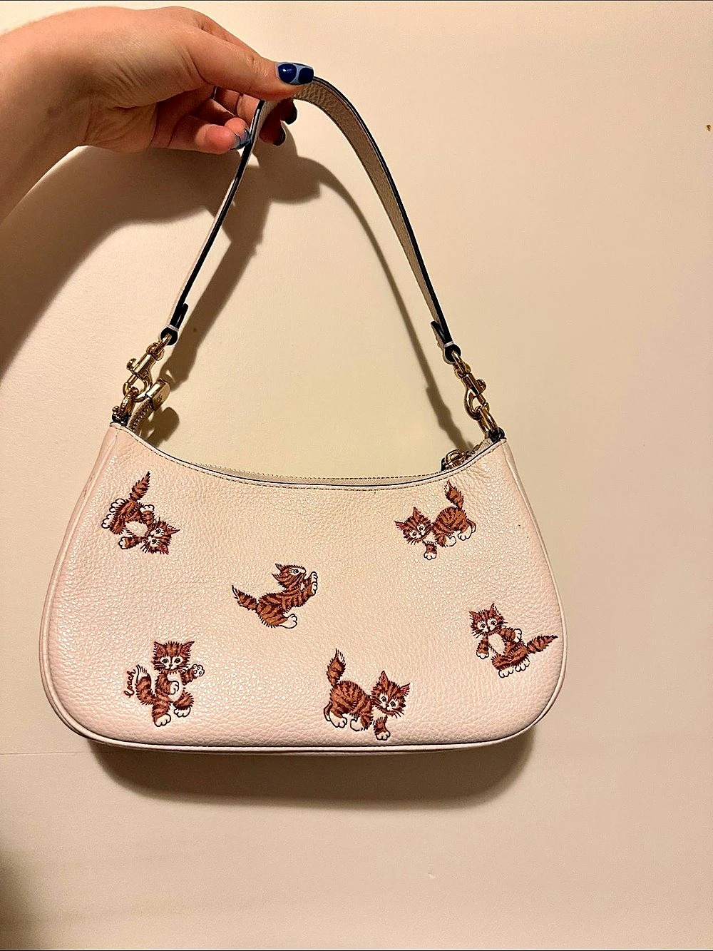 Coach Teri Shoulder Bag With Dancing Kitten Print Pink & Brown